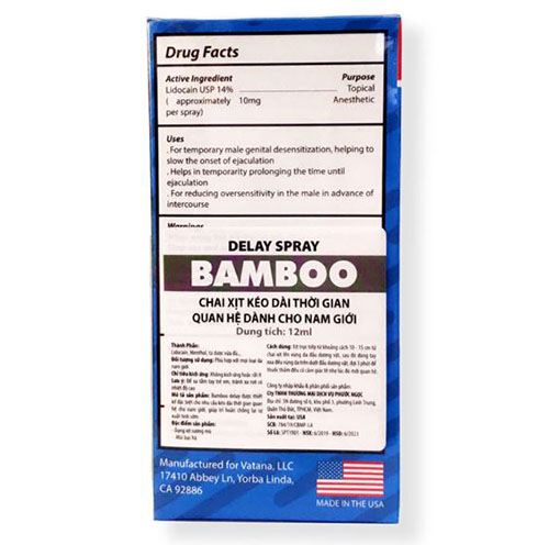 Thuốc xịt chống xuất tinh sớm BAMBOO DEALY USA
